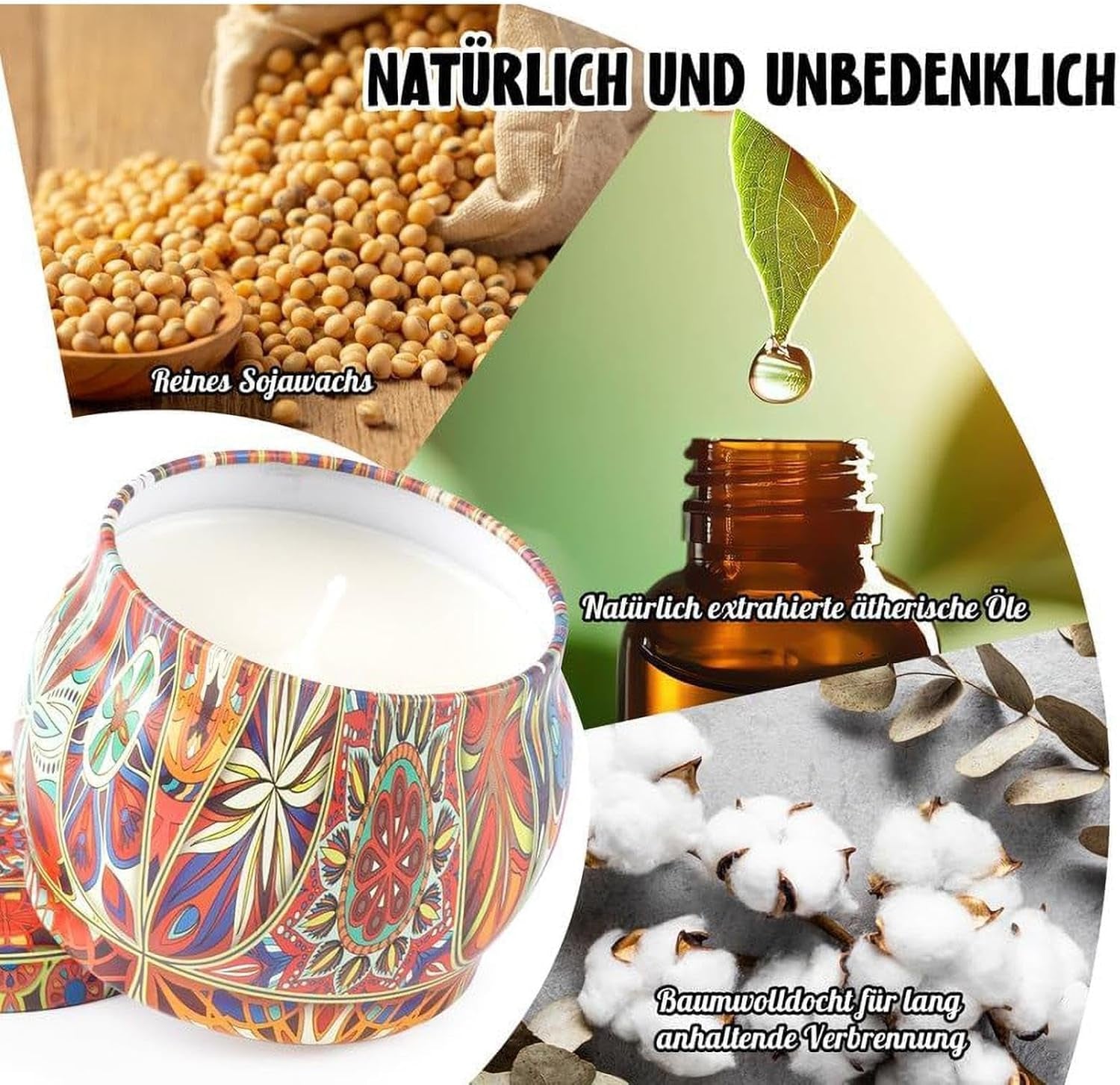 Velas Perfumadas Para El Hogar, Velas En Tarro - 6 Velas De Cera De Soja Natural | Velas Naturales Duraderas Del Tarro De La Cera De Soja De Las Velas Del Aromaterapia Del Alivio De Tensión Fijadas Pa