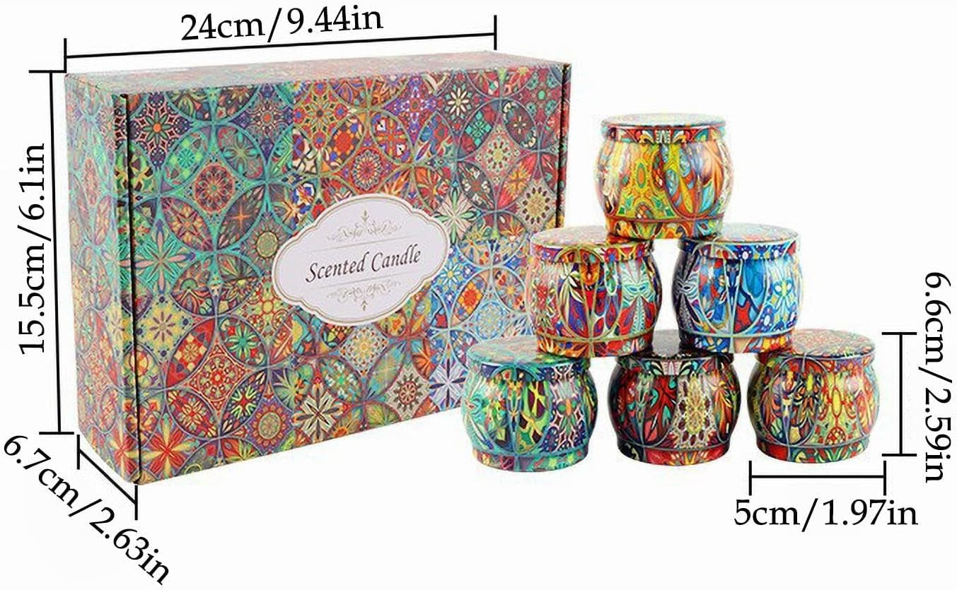 Velas Perfumadas Para El Hogar, Velas En Tarro - 6 Velas De Cera De Soja Natural | Velas Naturales Duraderas Del Tarro De La Cera De Soja De Las Velas Del Aromaterapia Del Alivio De Tensión Fijadas Pa