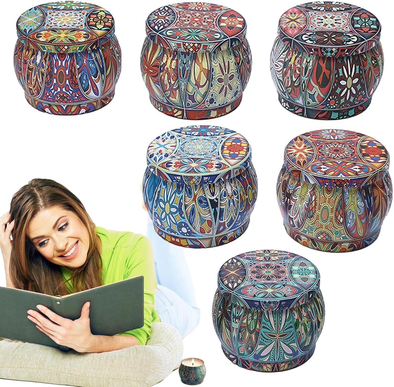 Velas Perfumadas Para El Hogar, Velas En Tarro - 6 Velas De Cera De Soja Natural | Velas Naturales Duraderas Del Tarro De La Cera De Soja De Las Velas Del Aromaterapia Del Alivio De Tensión Fijadas Pa