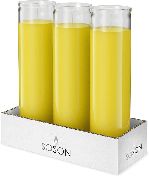 7 Day Red Pillar Candles - Set of 3, 90 Hour Burn Time, Unscented, Religious & Memorial Candles