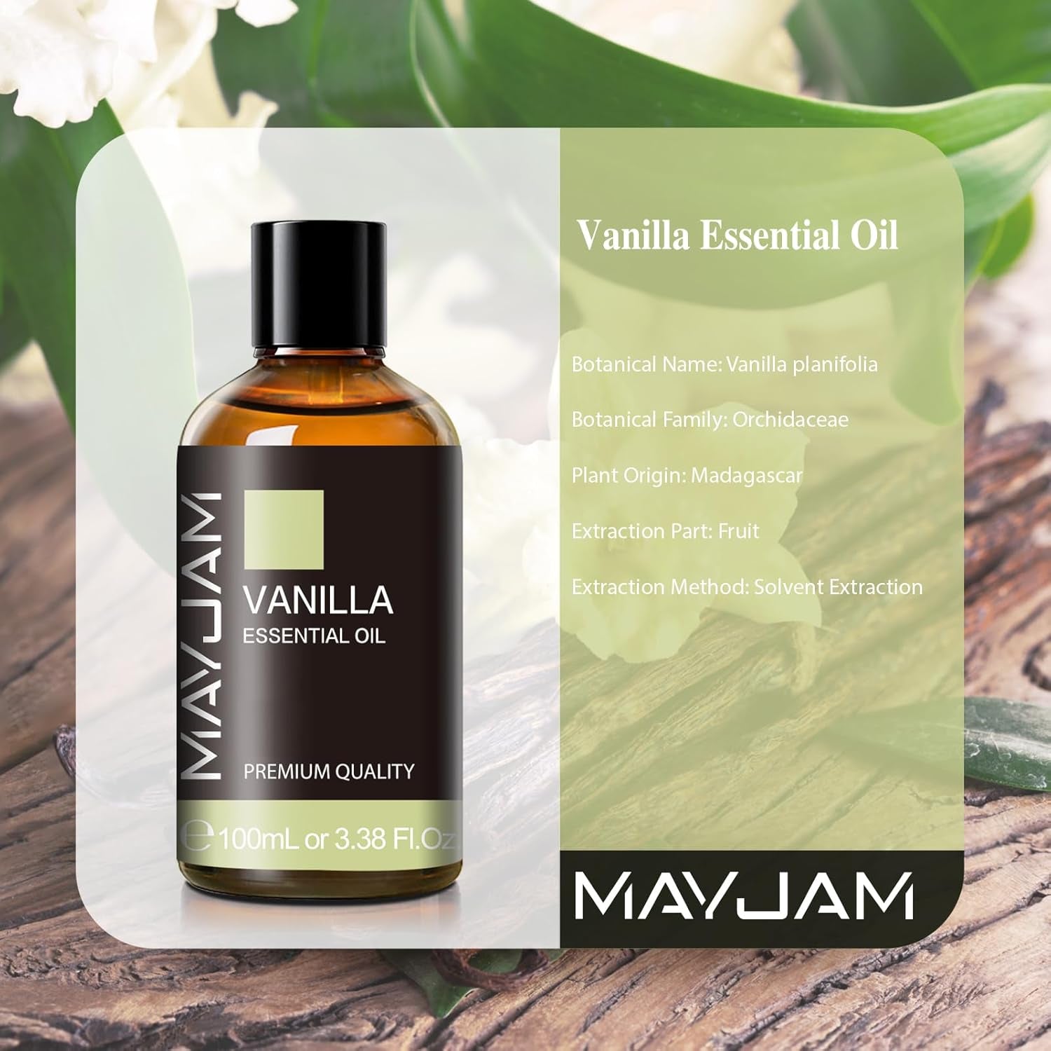 MAYJAM Aceite Esencial De Vainilla 100Ml, Aceite De Vainilla Para Difusor, Humidificador, Bricolaje, Hogar, Armarios